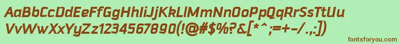 DowntempoBolditalic Font – Brown Fonts on Green Background