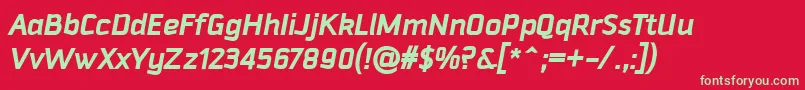 フォントDowntempoBolditalic – 赤い背景に緑の文字