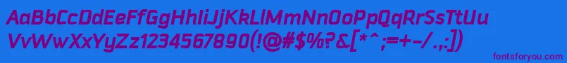 DowntempoBolditalic Font – Purple Fonts on Blue Background
