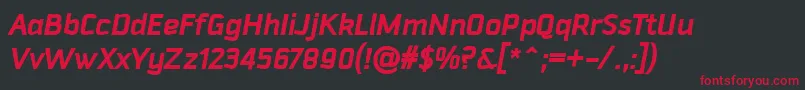 フォントDowntempoBolditalic – 黒い背景に赤い文字
