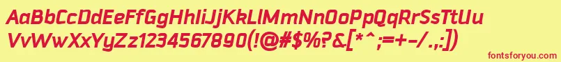 DowntempoBolditalic Font – Red Fonts on Yellow Background