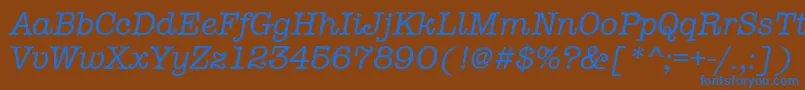 AmtypewritermditcttРљСѓСЂСЃРёРІ-Schriftart – Blaue Schriften auf braunem Hintergrund