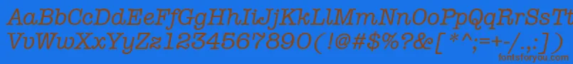 AmtypewritermditcttРљСѓСЂСЃРёРІ-Schriftart – Braune Schriften auf blauem Hintergrund