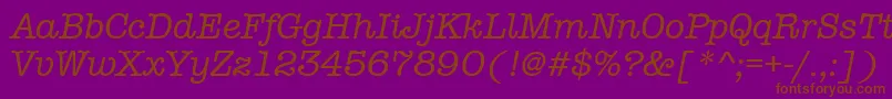 AmtypewritermditcttРљСѓСЂСЃРёРІ-fontti – ruskeat fontit violetilla taustalla