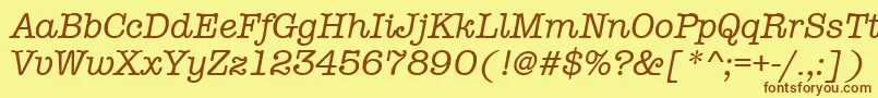 AmtypewritermditcttРљСѓСЂСЃРёРІ-Schriftart – Braune Schriften auf gelbem Hintergrund