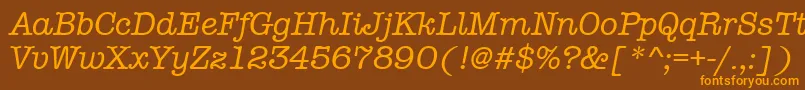 AmtypewritermditcttРљСѓСЂСЃРёРІ-Schriftart – Orangefarbene Schriften auf braunem Hintergrund