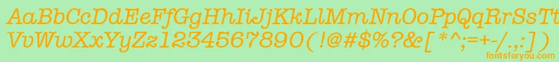 AmtypewritermditcttРљСѓСЂСЃРёРІ-Schriftart – Orangefarbene Schriften auf grünem Hintergrund