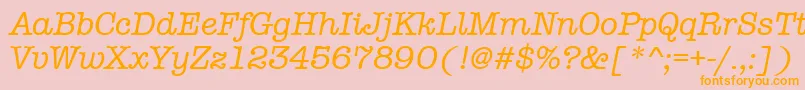 フォントAmtypewritermditcttРљСѓСЂСЃРёРІ – オレンジの文字がピンクの背景にあります。