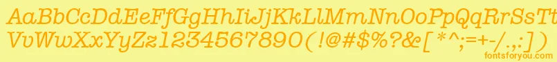 AmtypewritermditcttРљСѓСЂСЃРёРІ-Schriftart – Orangefarbene Schriften auf gelbem Hintergrund