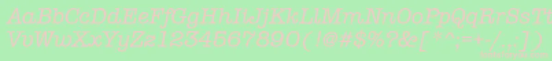 AmtypewritermditcttРљСѓСЂСЃРёРІ-fontti – vaaleanpunaiset fontit vihreällä taustalla