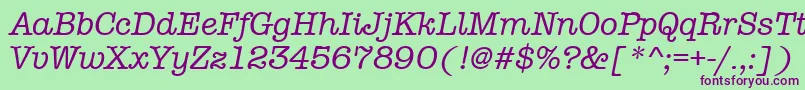 AmtypewritermditcttРљСѓСЂСЃРёРІ-fontti – violetit fontit vihreällä taustalla