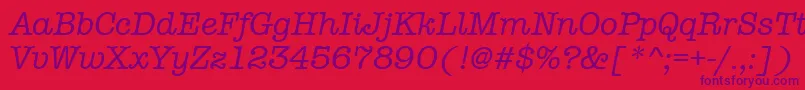 AmtypewritermditcttРљСѓСЂСЃРёРІ-Schriftart – Violette Schriften auf rotem Hintergrund