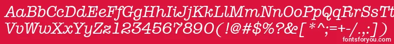 AmtypewritermditcttРљСѓСЂСЃРёРІ-fontti – valkoiset fontit punaisella taustalla