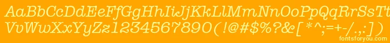 AmtypewritermditcttРљСѓСЂСЃРёРІ-Schriftart – Gelbe Schriften auf orangefarbenem Hintergrund