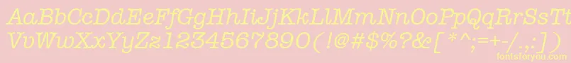 AmtypewritermditcttРљСѓСЂСЃРёРІ-fontti – keltaiset fontit vaaleanpunaisella taustalla