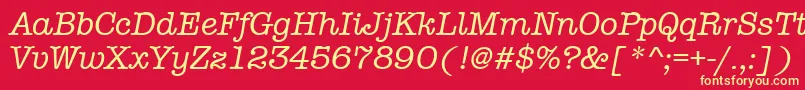 AmtypewritermditcttРљСѓСЂСЃРёРІ-Schriftart – Gelbe Schriften auf rotem Hintergrund