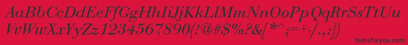 BodoniRecutCondensedSsiCondensedItalic Font – Black Fonts on Red Background