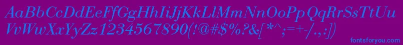 BodoniRecutCondensedSsiCondensedItalic Font – Blue Fonts on Purple Background