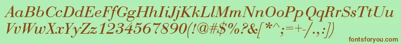 BodoniRecutCondensedSsiCondensedItalic Font – Brown Fonts on Green Background