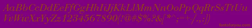 BodoniRecutCondensedSsiCondensedItalic Font – Brown Fonts on Purple Background