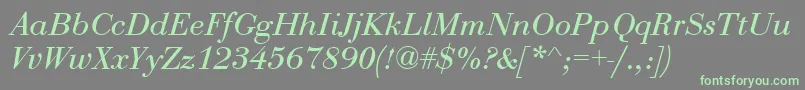 BodoniRecutCondensedSsiCondensedItalic Font – Green Fonts on Gray Background