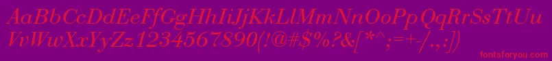 BodoniRecutCondensedSsiCondensedItalic Font – Red Fonts on Purple Background