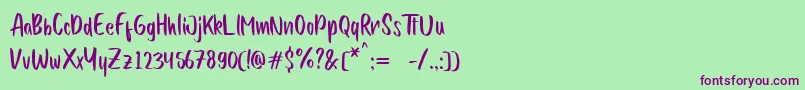 Quicken Font – Purple Fonts on Green Background
