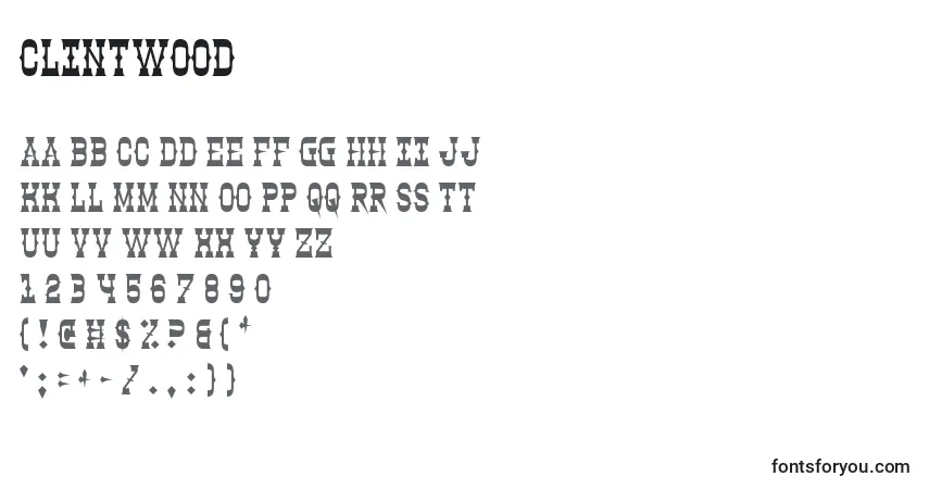 Schriftart Clintwood – Alphabet, Zahlen, spezielle Symbole