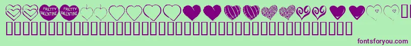 KrHeartfelt Font – Purple Fonts on Green Background