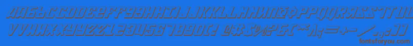 フォントSoviet2e3Di – 茶色の文字が青い背景にあります。