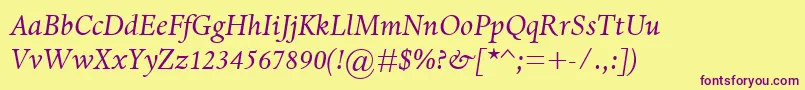 DanteMtItalic Font – Purple Fonts on Yellow Background