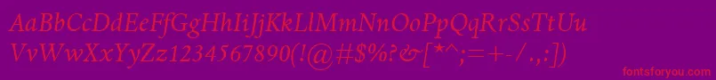 Police DanteMtItalic – polices rouges sur fond violet