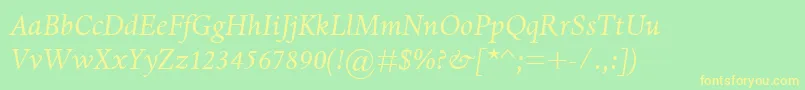 DanteMtItalic Font – Yellow Fonts on Green Background