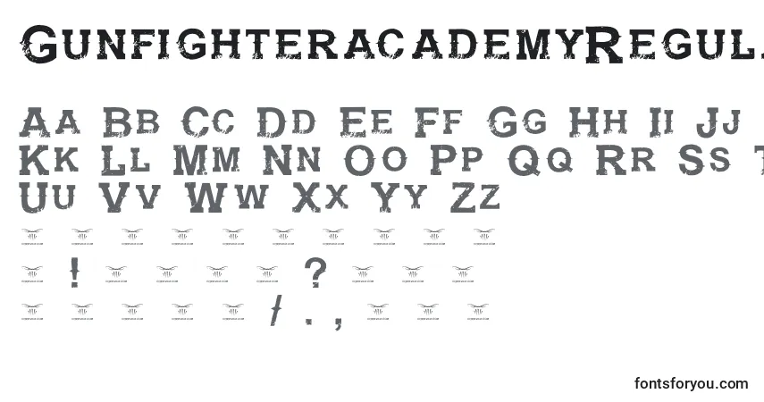 A fonte GunfighteracademyRegular (118436) – alfabeto, números, caracteres especiais