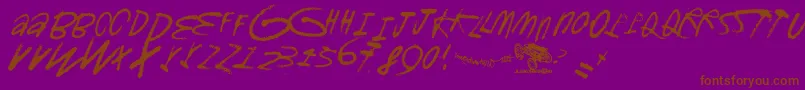 Gromagroo-Schriftart – Braune Schriften auf violettem Hintergrund