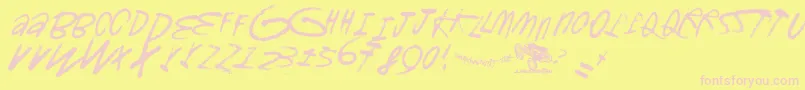 Gromagroo-Schriftart – Rosa Schriften auf gelbem Hintergrund