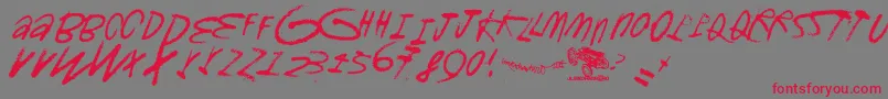 Gromagroo-Schriftart – Rote Schriften auf grauem Hintergrund