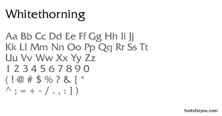 Schriftart Whitethorning – Alphabet, Zahlen, spezielle Symbole
