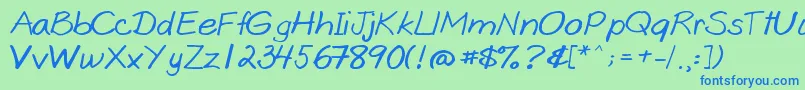 Weitere Informationen zur Goobascript-Schriftart Goobascript-Schriftart – Blaue Schriften auf grünem Hintergrund