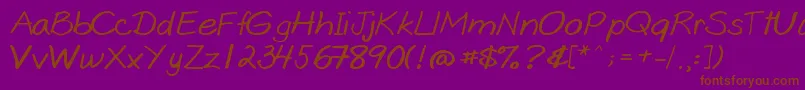 Goobascript-Schriftart – Braune Schriften auf violettem Hintergrund