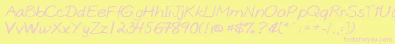 Goobascript-fontti – vaaleanpunaiset fontit keltaisella taustalla