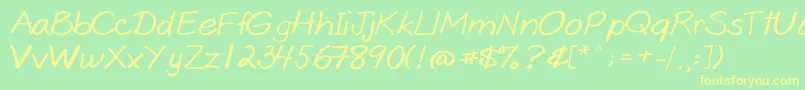More about Goobascript Font Goobascript Font – Yellow Fonts on Green Background