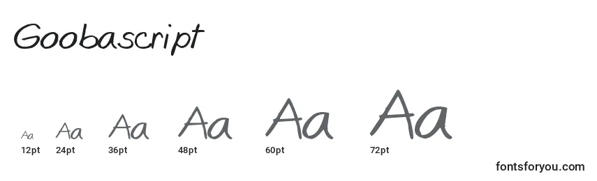 Размеры шрифта Goobascript