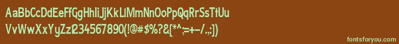 LadyCopraNarrow-fontti – vihreät fontit ruskealla taustalla