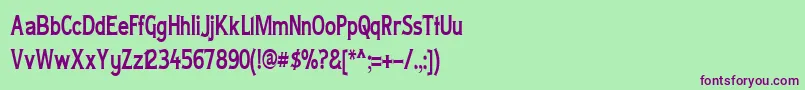 Шрифт LadyCopraNarrow – фиолетовые шрифты на зелёном фоне