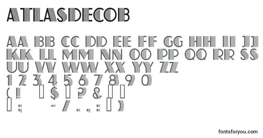 Fuente AtlasDecoB - alfabeto, números, caracteres especiales