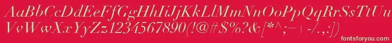 LinotypeDidotLtItalic Font – Green Fonts on Red Background