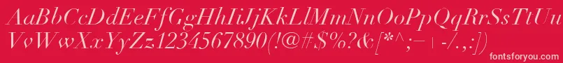 フォントLinotypeDidotLtItalic – 赤い背景にピンクのフォント