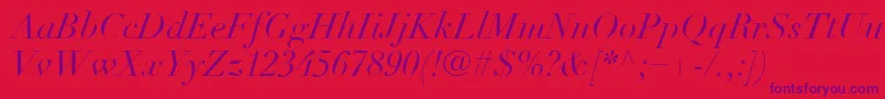 More about LinotypeDidotLtItalic Font LinotypeDidotLtItalic Font – Purple Fonts on Red Background