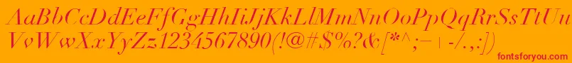 LinotypeDidotLtItalic Font – Red Fonts on Orange Background